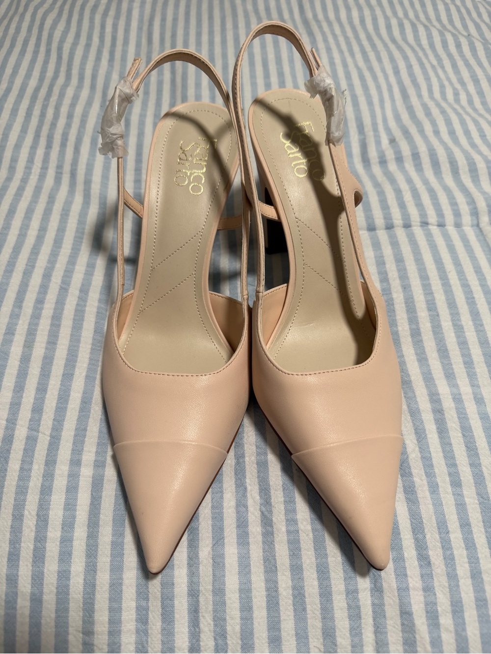 Franco Sarto Blush Pink Pointed-Toe Slingback Heels